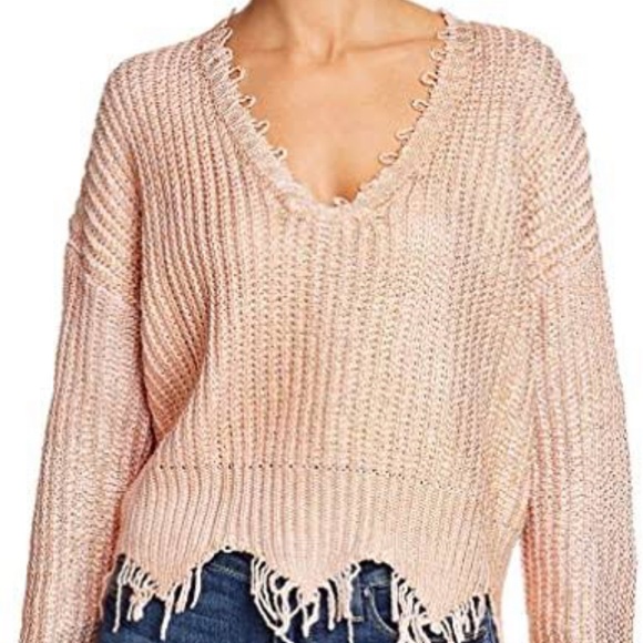 7 runway Sweaters - Runway pink distressed sweater